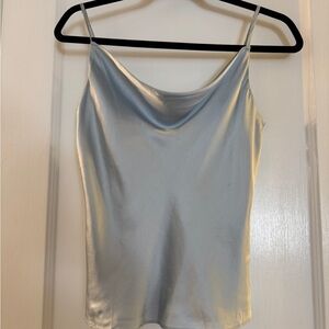 INTERMIX Light Blue 100% Silk Cowl Neck Camisole